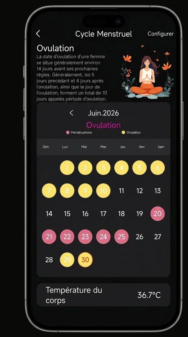 Suivi du cycle menstruel dans l'app NØBLE
