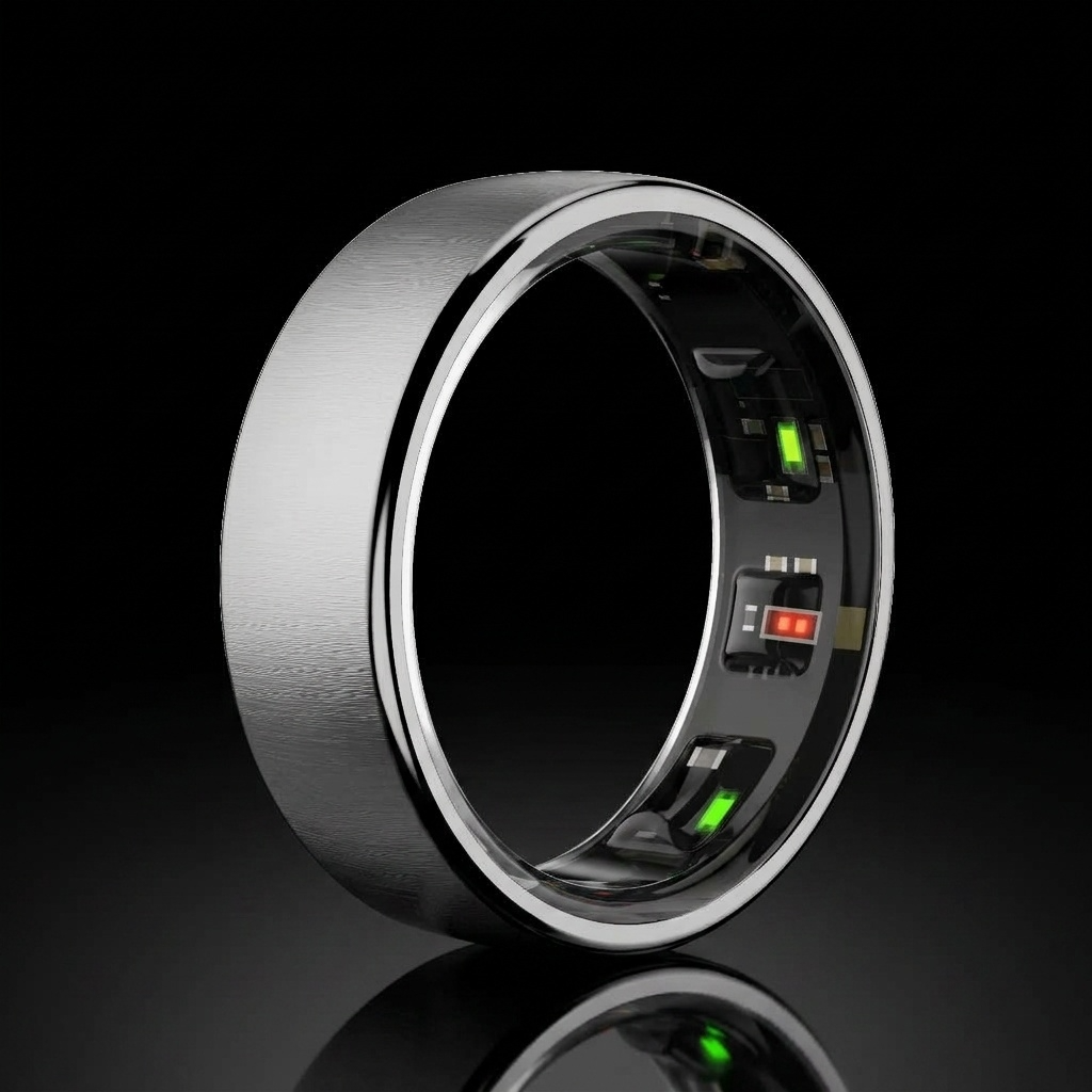 Anneau connecté NØBLE coloris argent, taille 7, packshot acier inoxydable chirurgical